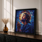 Jesus Wall Art Christ Framed Canvas Mosaic Stained Glass Christian Gift Catholic Home Decor