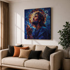 Jesus Wall Art Christ Framed Canvas Mosaic Stained Glass Christian Gift Catholic Home Decor