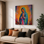 Our Lady of Guadalupe Wall Art Virgencita Framed Canvas Catholic Mexican Home Decor