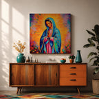 Our Lady of Guadalupe Wall Art Virgencita Framed Canvas Catholic Mexican Home Decor