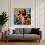 Jesus with Children Wall Art Christ with Kids Framed Canvas Biblical Christian Home Decor
