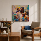 Jesus with Children Wall Art Christ with Kids Framed Canvas Biblical Christian Home Decor