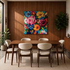 Floral Bouquet Wall Art Flower Arrangement Framed Canvas Botanical Impasto Boho Home Decor