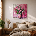Tulip Vase Wall Art Flower Bouquet Framed Canvas Spring Garden Impasto Boho Home Decor