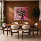 Tulip Vase Wall Art Flower Bouquet Framed Canvas Spring Garden Impasto Boho Home Decor