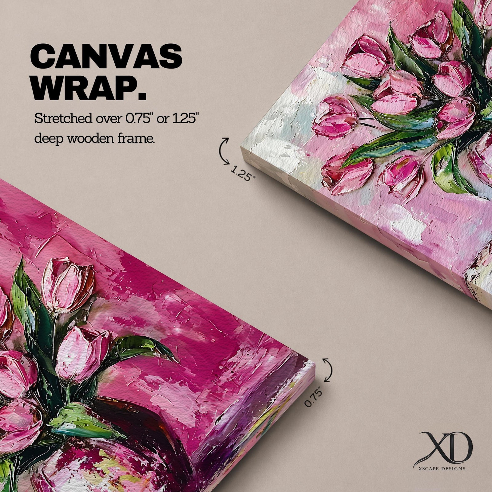 Tulip Vase Wall Art Flower Bouquet Framed Canvas Spring Garden Impasto Boho Home Decor