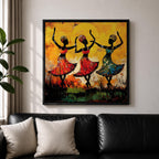 African Tribal Dance Wall Art African Women Framed Canvas Ethnic Culture Impasto Home Decor