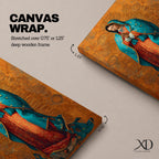 A richly detailed depiction of Our Lady of Guadalupe with hands folded in prayer, wearing a teal mantle adorned with gold accents over a red gown, surrounded by radiant golden patterns on a warm textured background, creating a sacred and reverent atmosphere.