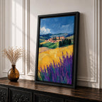 Tuscan Lavender Field Wall Art Italian Countryside Framed Canvas Tuscany Impasto Farmhouse Decor