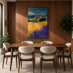 Tuscan Lavender Field Wall Art Italian Countryside Framed Canvas Tuscany Impasto Farmhouse Decor