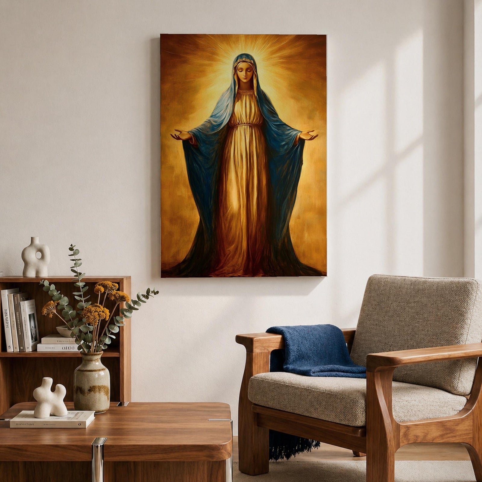 Virgin Mary Wall Art Our Lady Grace Framed Canvas Catholic Sacred Christian Home Decor