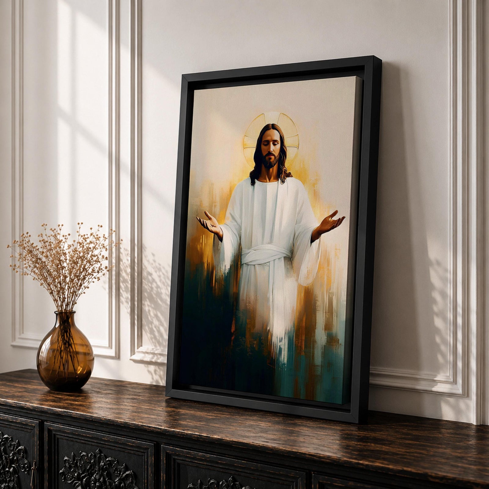 Jesus Wall Art Christ Redeemer Framed Canvas Christian Sacred Biblical Religious Home Decor