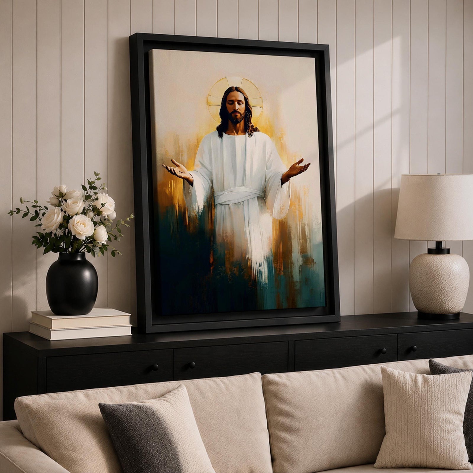 Jesus Wall Art Christ Redeemer Framed Canvas Christian Sacred Biblical Religious Home Decor