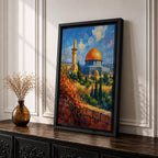 Dome of the Rock Wall Art Old Jerusalem Framed Canvas Qubbat al-Sakhrah Islamic Decor