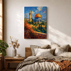Dome of the Rock Wall Art Old Jerusalem Framed Canvas Qubbat al-Sakhrah Islamic Decor
