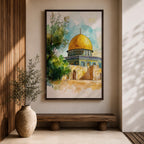Dome of the Rock Wall Art Temple Mount Framed Canvas Qubbat al-Sakhrah Islamic Decor