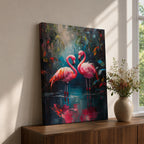 Flamingo Couple Bird Wall Art Pink Flamingo Romantic Nature Gift Living Room Home Decor