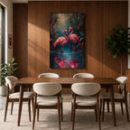Flamingo Couple Bird Wall Art Pink Flamingo Romantic Nature Gift Living Room Home Decor