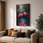 Flamingo Couple Bird Wall Art Pink Flamingo Romantic Nature Gift Living Room Home Decor