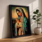 Virgin Mary Wall Art Our Lady Guadalupe Framed Canvas Catholic Sacred Religious Home Decor