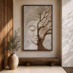 Buddha Wall Art Tree of Life Framed Canvas Textured Zen Spiritual Boho Home Decor