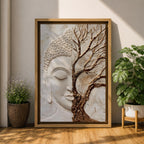 Buddha Wall Art Tree of Life Framed Canvas Textured Zen Spiritual Boho Home Decor