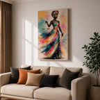 Black Lady Justice Wall Art Blindfolded Scales Afro Abstract Colorful Canvas Legal Office Decor