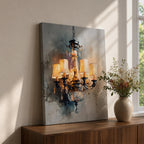 Chandelier Wall Art Modern Lighting Framed Canvas Warm Light Elegant Neutral Statement Wall Decor