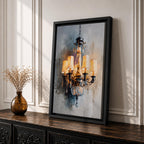 Chandelier Wall Art Modern Lighting Framed Canvas Warm Light Elegant Neutral Statement Wall Decor