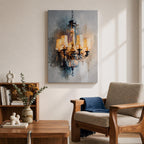 Chandelier Wall Art Modern Lighting Framed Canvas Warm Light Elegant Neutral Statement Wall Decor
