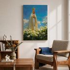 Our Lady of Fatima Wall Art Floral Altar Framed Canvas Madonna Catholic Christian Decor