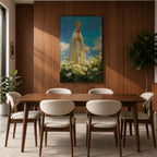 Our Lady of Fatima Wall Art Floral Altar Framed Canvas Madonna Catholic Christian Decor