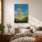 Our Lady of Fatima Wall Art Floral Altar Framed Canvas Madonna Catholic Christian Decor