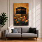Kaaba Wall Art Mecca Masjid Al Haram Islamic Framed Canvas Floral Sacred Mosque Decor