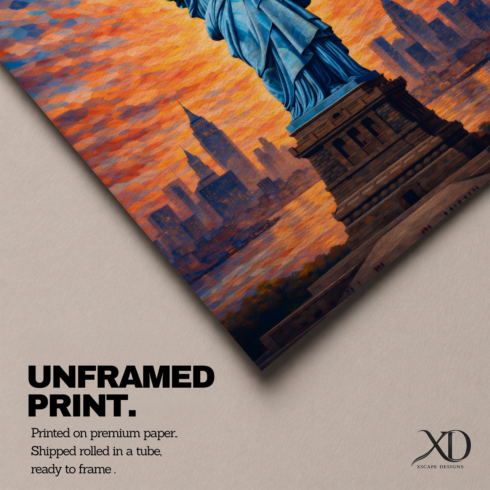 Statue of Liberty Wall Art New York City Skyline Framed Canvas NYC Sunset Decor