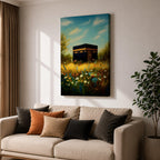 Kaaba Wall Art Wildflower Mecca Framed Canvas Baitullah Masjid Haram Islamic Home Decor