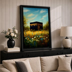 Kaaba Wall Art Wildflower Mecca Framed Canvas Baitullah Masjid Haram Islamic Home Decor