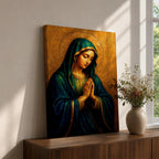 Virgin Mary Wall Art Our Lady of Sorrows Framed Canvas Catholic Sacred Religious Decor
