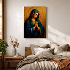 Virgin Mary Wall Art Our Lady of Sorrows Framed Canvas Catholic Sacred Religious Decor