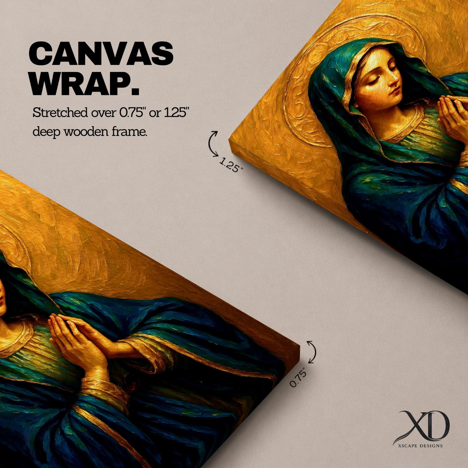 Virgin Mary Wall Art Our Lady of Sorrows Framed Canvas Catholic Sacred Religious Decor