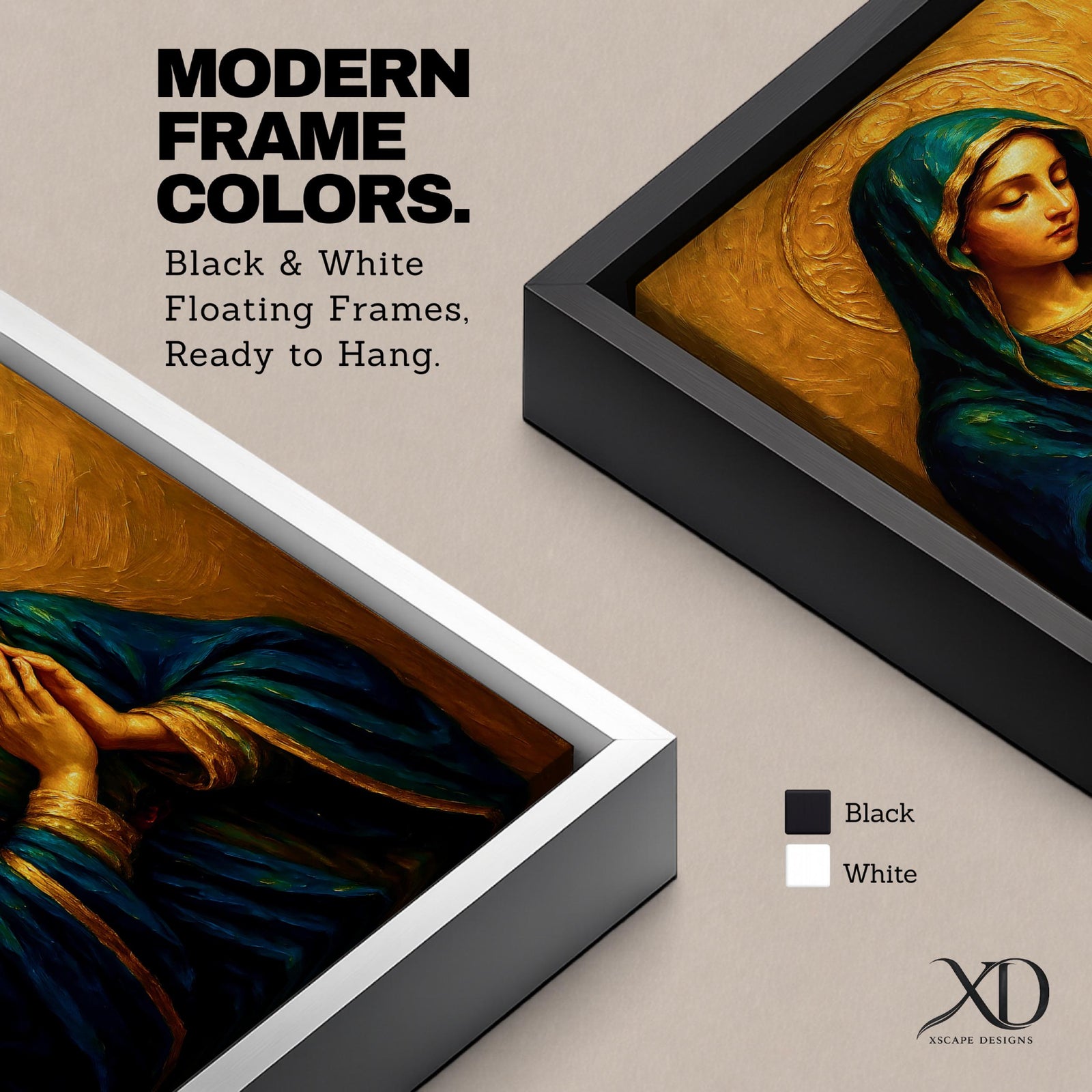Virgin Mary Wall Art Our Lady of Sorrows Framed Canvas Catholic Sacred Religious Decor