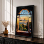 Masjid Al Aqsa Wall Art Window View Framed Canvas Jerusalem Mosque Islamic Palestine Decor