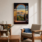 Masjid Al Aqsa Wall Art Window View Framed Canvas Jerusalem Mosque Islamic Palestine Decor
