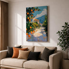 Mediterranean Landscape Wall Art Italian Coastal Scene Framed Canvas Landscape Rustic Home Decor