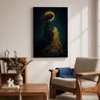 Mermaid Wall Art Moonlight Siren Framed Canvas Ocean Underwater Fantasy Blue Coastal Mythical Decor