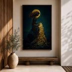 Mermaid Wall Art Moonlight Siren Framed Canvas Ocean Underwater Fantasy Blue Coastal Mythical Decor