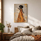 Black Lady Justice Wall Art Blindfolded Afro Framed Canvas Gold Abstract Legal Office Decor