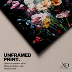 Floral Bouquet Wall Art Wildflower Botanical Framed Canvas Flower Arrangement Dark Black Moody Decor