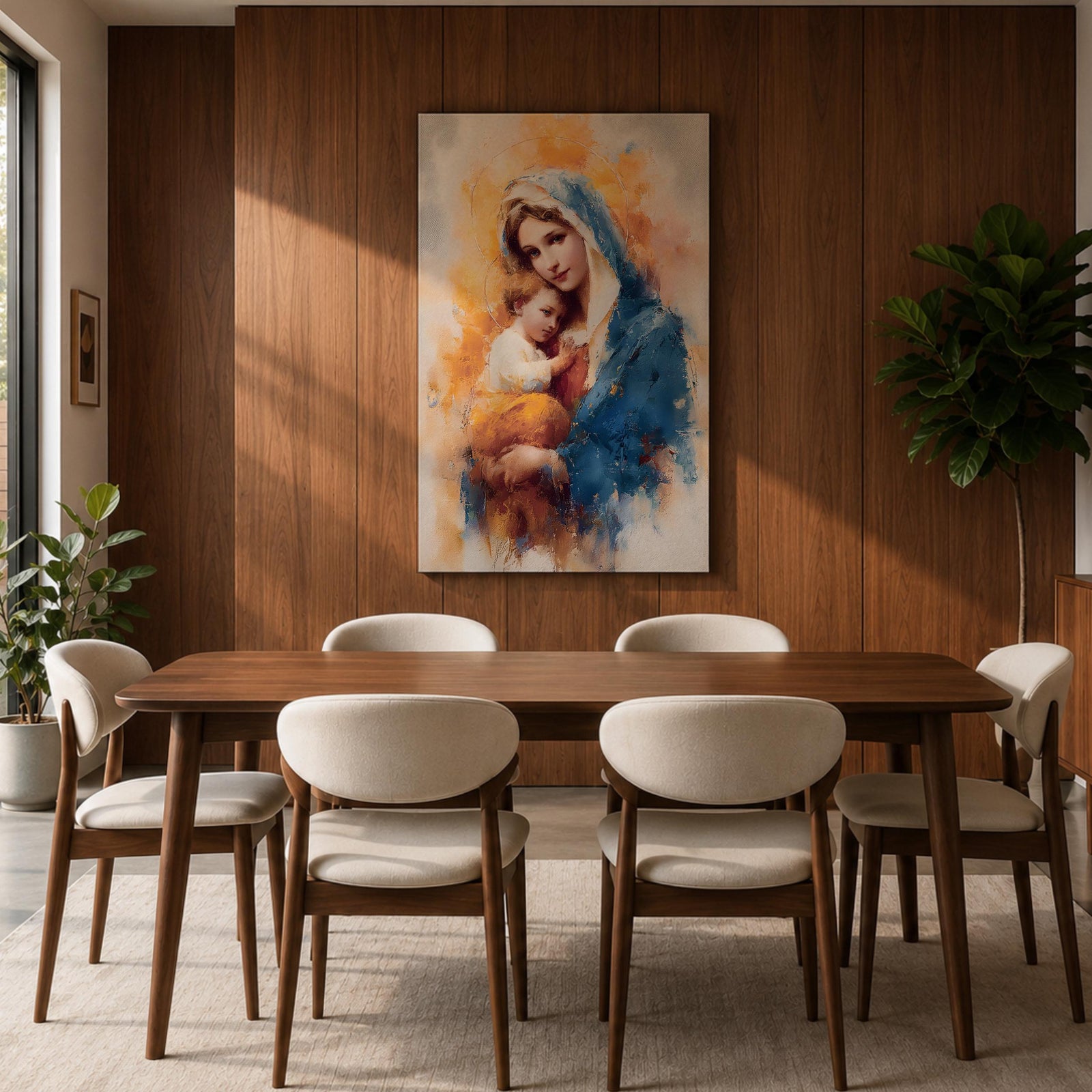 Madonna and Child Wall Art Virgin Mary Jesus Framed Canvas Holy Blessed Catholic Decor