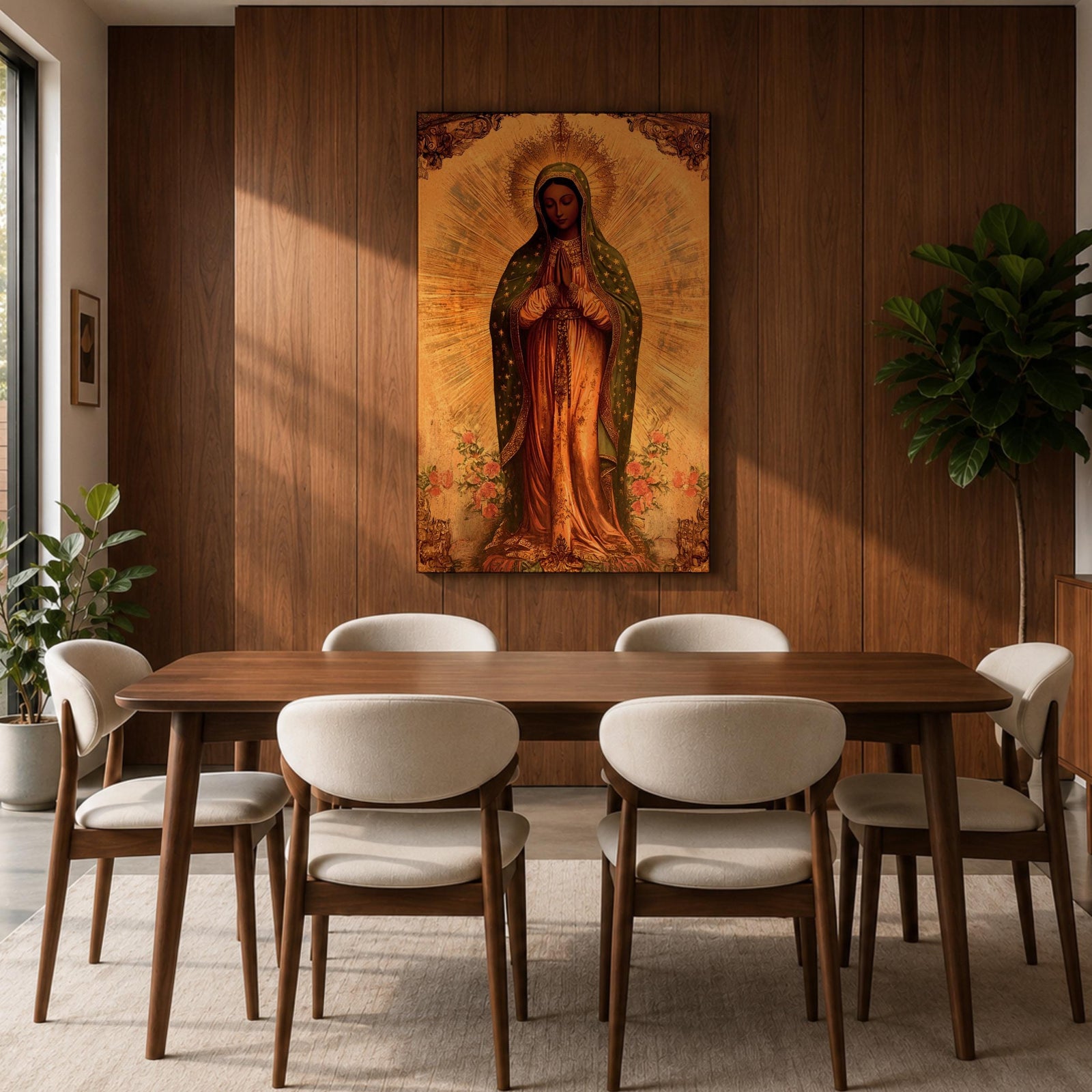 Our Lady of Guadalupe Wall Art La Morenita Framed Canvas Mexican Catholic Marian Decor